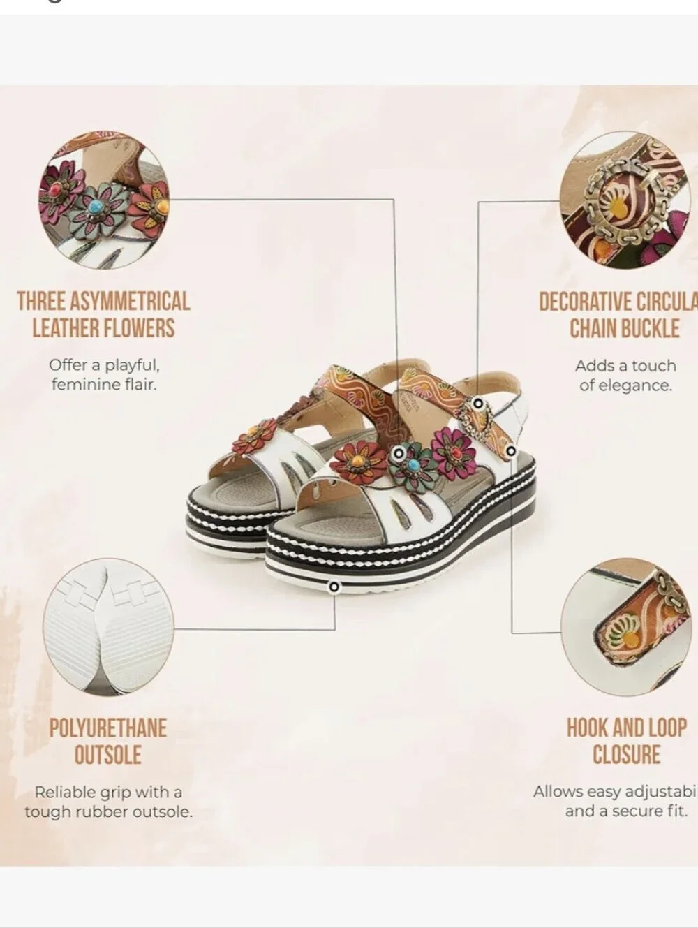 L'ATISTE Spring Step Multicolor Floral Leather Slingback Sandals Hand Painted 38